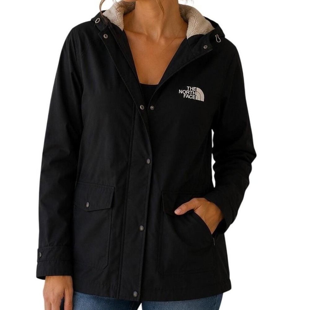 The North Face Black Sherpa Lined Hooded Parka Jacket Women's Small